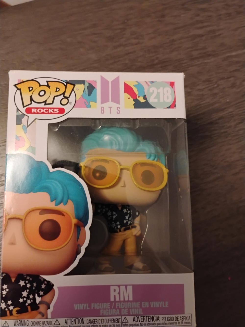 Funko BTS RM Pop! Rocks Vinyl Figure - Teal Hair, Yellow Glasses